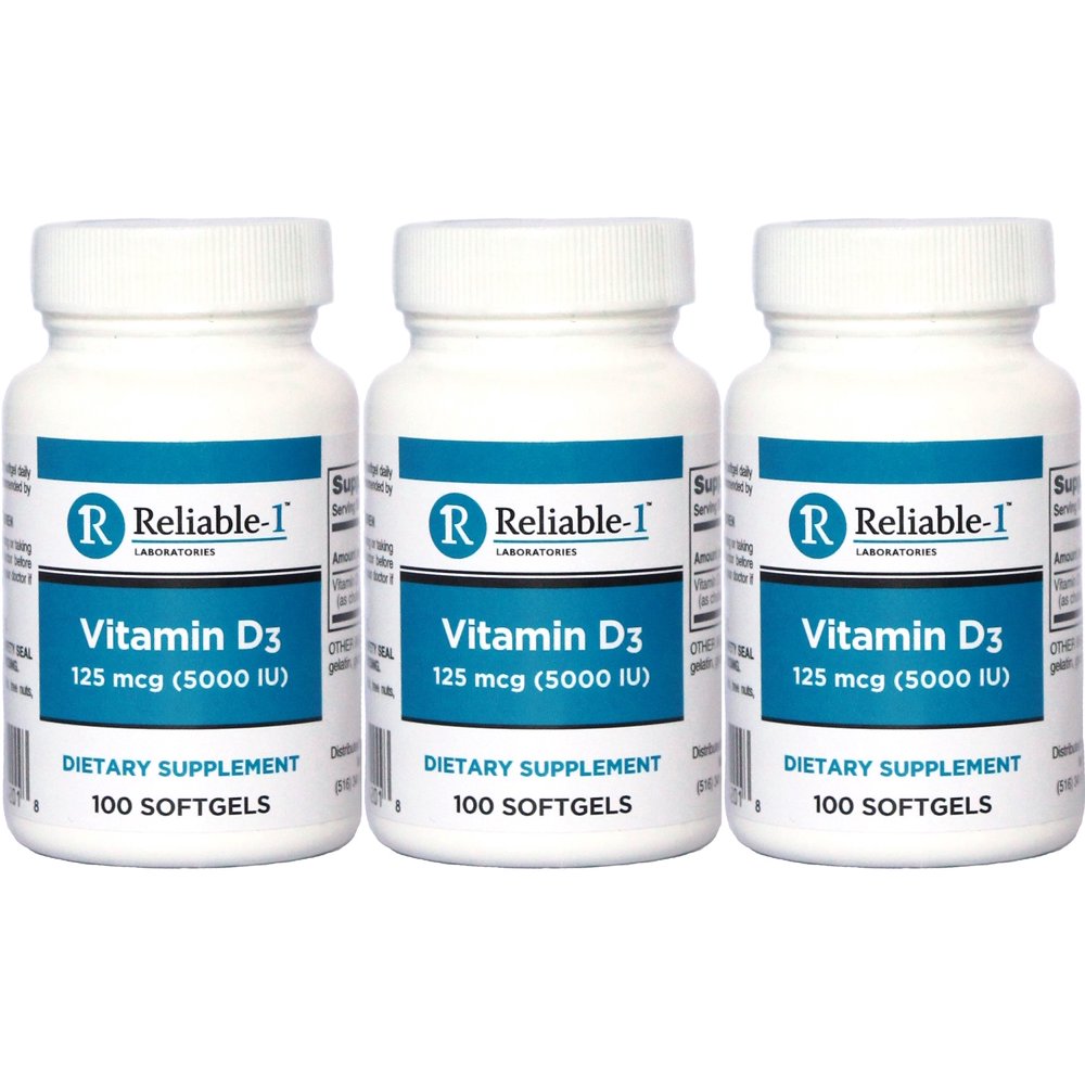Vitamin D3 High Potency 5000 IU 100 Softgels per Bottle PACK of 3