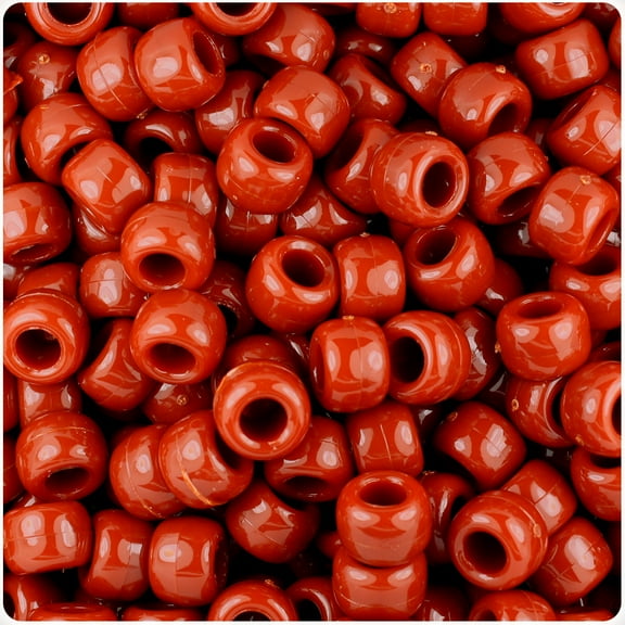 BeadTin Rust Opaque 9mm Barrel Pony Beads (500pc)
