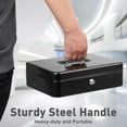 thumbnail image 4 of Locking Cash Box with Lock Money Box with Cash Tray Lock Box with Key Money Saving Organizer .Lx .Wx .H es XL Large, 4 of 7