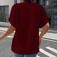 thumbnail image 4 of Ladies Tops and Blouses Casual Solid Color Button V Neck Plus Size Short Sleeve Tee Summer Tops, 4 of 5