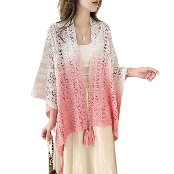 Women's Tassels Knitted Capelet Shawl Summer Festival Accessory Multiple Color Fringed Shoulder Wrap Accessory
