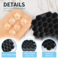 thumbnail image 3 of Juego de 2 moldes para cubitos de hielo de silicona en forma de panal de color negro - 37 compartimentos - con tapa - para cerveza, cóctel y whisky, 3 of 5