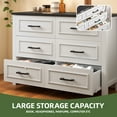 thumbnail image 3 of Uforic 6 Drawer Wooden Dresser & TV Stand with Built-in Power Outlet, Sturdy Storage Cabinet for , Living Room, Entryway White, 3 of 8
