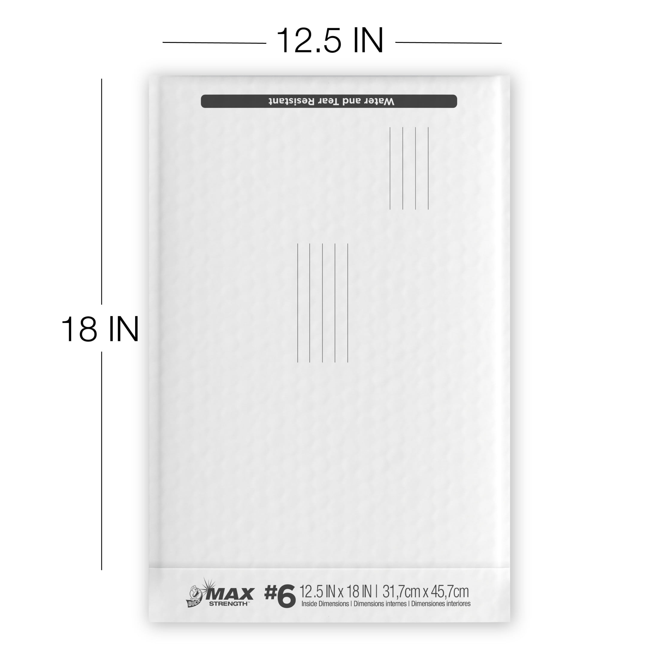 (2 pack) Duck Max Strength Self-Sealing Poly Bubble Mailer #6, 12.5" x 18.5", Solid White
