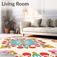 thumbnail image 2 of ODIKA 8'x10' Machine Washable Non-Slip Area Rug, Sunburst Mosaic Motif with Interlocking and Petal Details High Traffic Rug with Pad, Red, 598949, 2 of 8