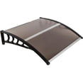 thumbnail image 1 of 40 * 38in Door & Window Protective Cover Outdoor Awning Polycarbonate Cover Ultraviolet Rays rain Snow Sun Protection Canopy Front and Rear Aluminum Strips Brown, 1 of 7