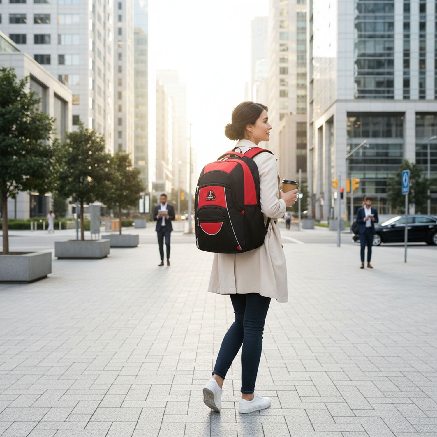 Extra Large Travel Backpack with Laptop Pocket,35L Lightweight Travel Work College School Bag for Men and Women,Red,06512