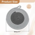 thumbnail image 2 of 2Pcs Manteles Individuales Redondos Trenzados, 7.1" Manteles Tejidos para Mesa de Cocina con Gancho para Decoración de Granja (Gris), 2 of 7