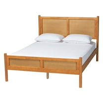 Baxton Studio Jenn Golden Brown Wood Japandi Queen Size Platform Bed