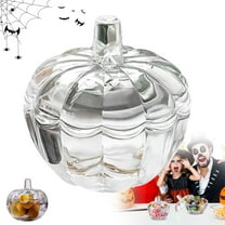 Halloween Pumpkin Jar Glass Candy Jar Trinket Organizer Clear Cookie Storage Jar With Lid Candy Bowl For Table Centerpieces Desktop Ornament Easy To Use