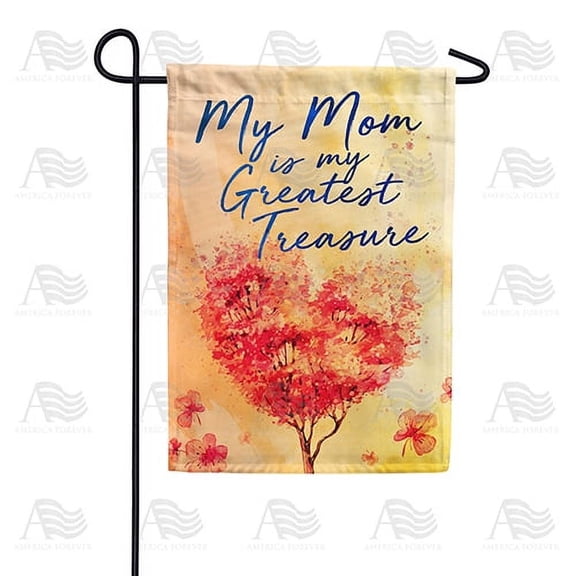 America Forever Happy Mother's Day Fall Garden Flag 12.5 x 18 inches My Mom is My Greatest Treasure Floral Double Sided Holiday Seasonal Yard Outdoor Decorative Love Heart Flag