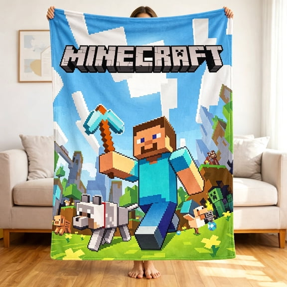 Premium Custom Flannel Blanket Personalized Soft Cozy Throw Blanket All Season Washable For Sofa Couch Bed Gift Home Décor - Minecraft 09 40x50
