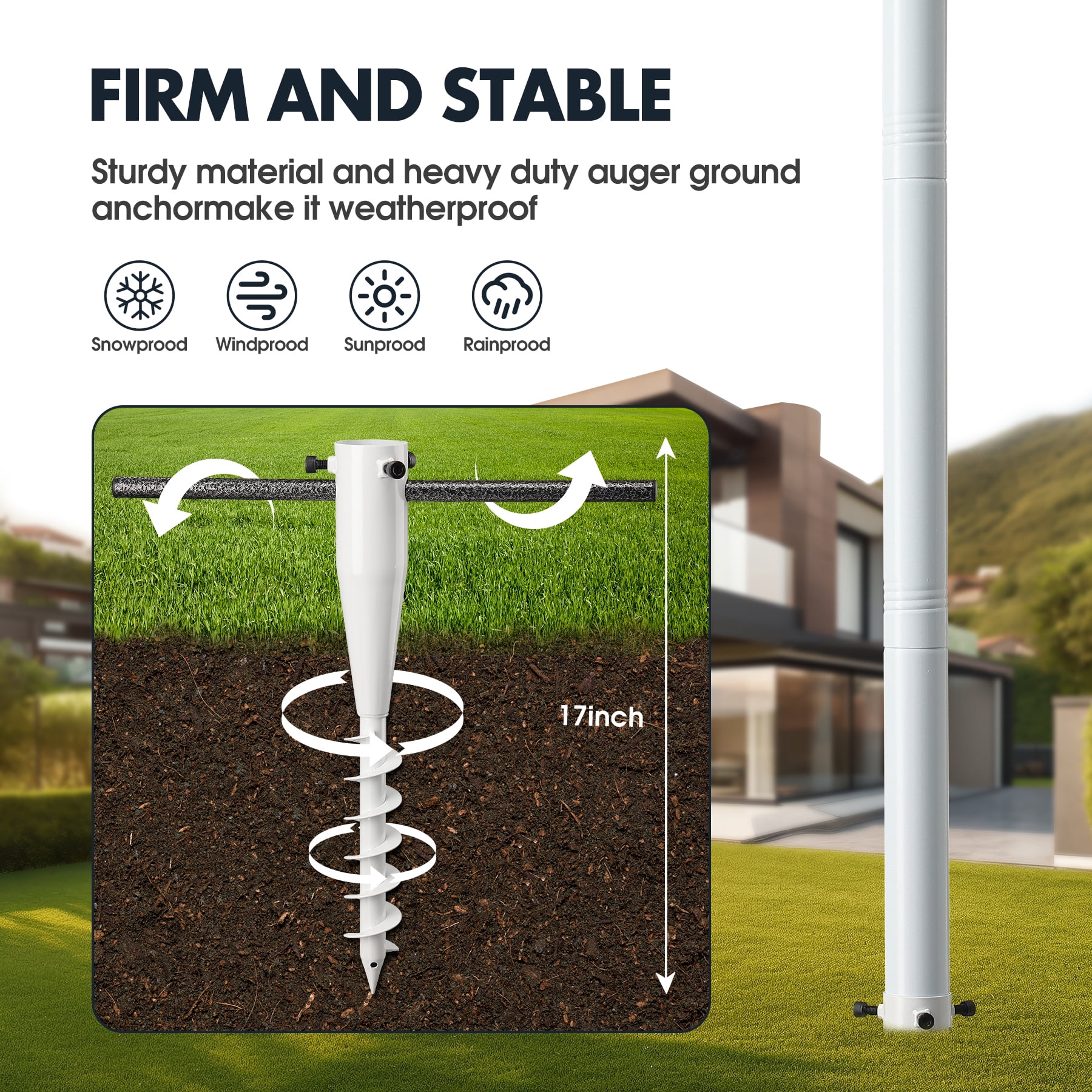 IHOMEPARK 100 inch Metal Adjustable Real Estate Sign Post for Sale Hanging Ads, Yard Sign Post, White (No sign included)