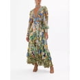 thumbnail image 3 of Women's Printed V-Neck Long Sleeve Puff Sleeve Waist-Cinching Summer New Chiffon Dress, 3 of 9