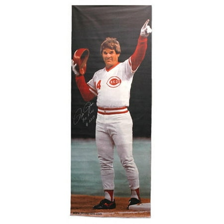 MLB - Pete Rose Autographed Banner with Hit King and 4256 Inscription