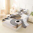 thumbnail image 2 of Castle Fairy Minimalist Leaf Twin Sheet Sets 3pcs for Adults, Geometric Art Bedding for Bedroom, Black Beige, 2 of 6