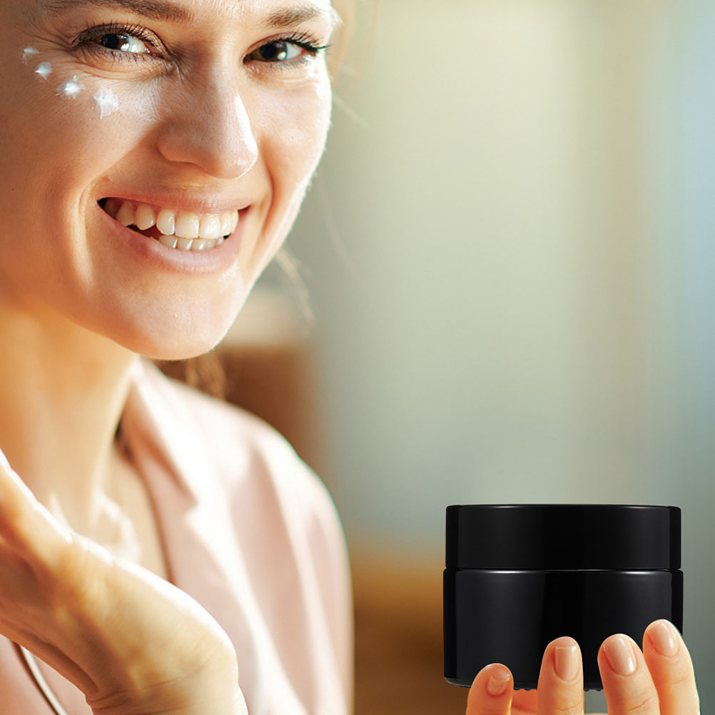 SKISUNO 10Pcs Black Glass Cosmetic Container Durable Cream Jar Packaging
