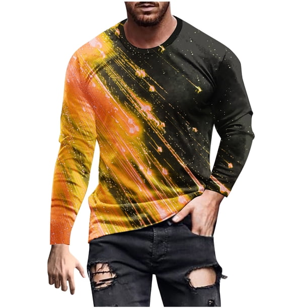 Blusas y camisas de manga larga y cuello redondo para hombre, camisetas casuales con estampado de moda y cuello redondo, blusas de licra de manga corta para hombre.
