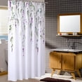 thumbnail image 4 of Cute Watercolor Floral Shower Curtain Sets,Blue Botanical Leaves Bathroom Curtains,Modern Minimalist White Bath Curtain, Waterproof Fabric with 12 Hooks 72x72 Inches, 4 of 6
