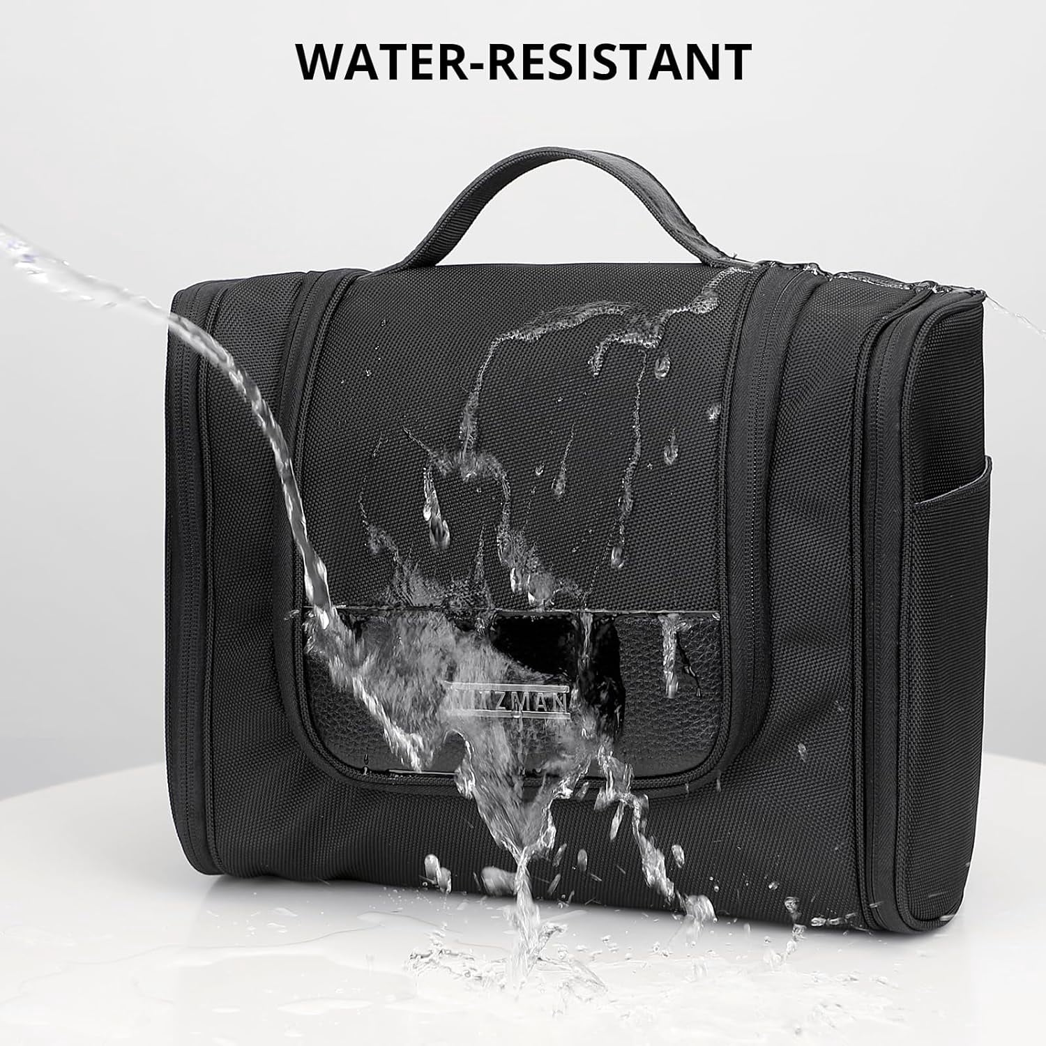 WITZMAN Toiletry Bag for Men Large Hanging Multi-Organization Bathroom Bag Water-Resistant Dopp Kit Shaving Bag Men(B690 Black)