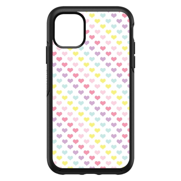 DistinctInk Custom SKIN / DECAL compatible with OtterBox Symmetry for iPhone 11 Pro (5.8" Screen) - Rainbow Hearts Diagonal Pattern
