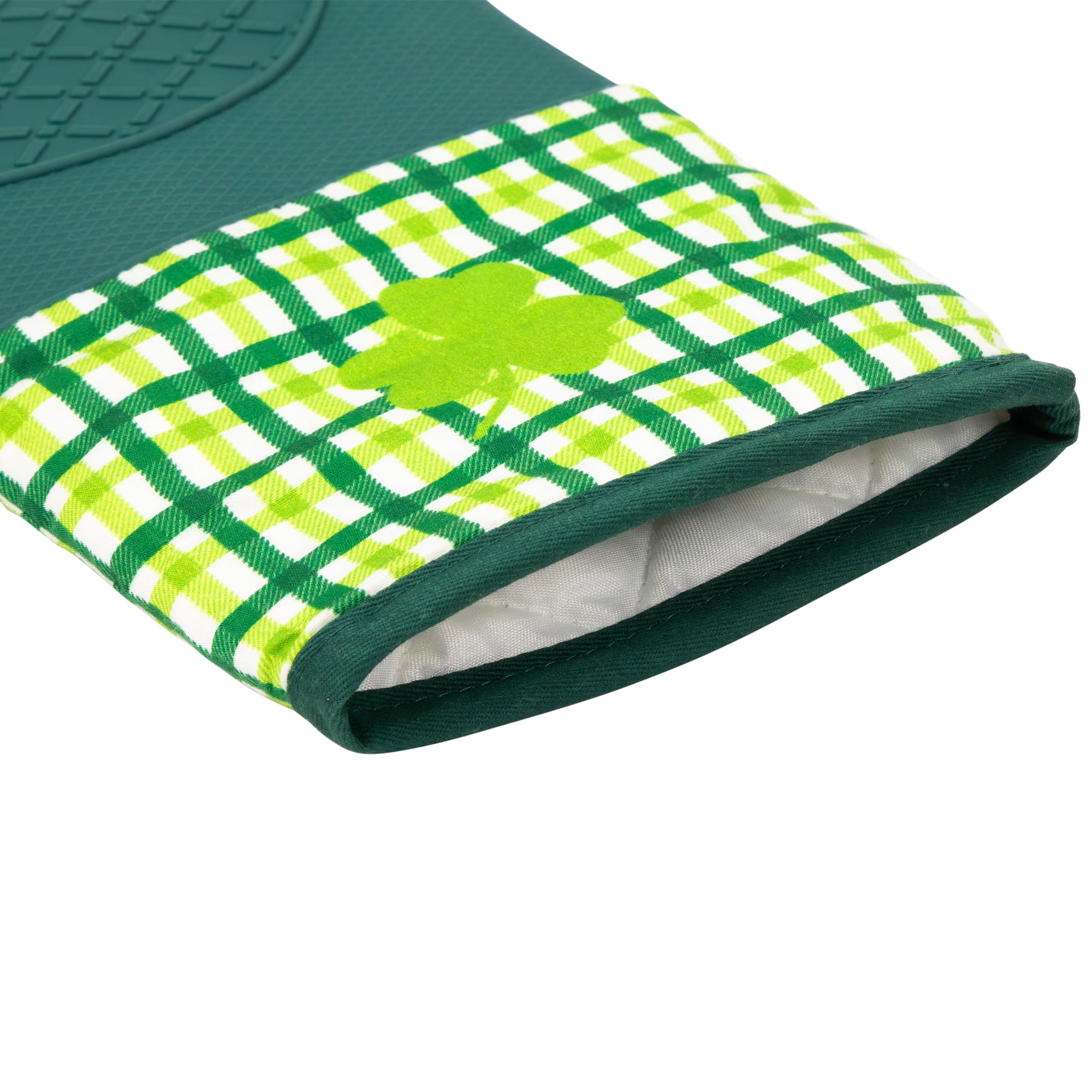 Northlight Plaid Shamrock St. Patrick's Day Kitchen Oven Mitts - 12.5" - Green - Set of 2