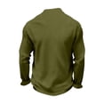 thumbnail image 7 of Men's Button Down Long Sleeve Shirt Turndown Collar Pullover Cotton Polyester Spandex Blend Solid Color Casual Top For Daily Office Work | Zenithor,Army Green L, 7 of 7
