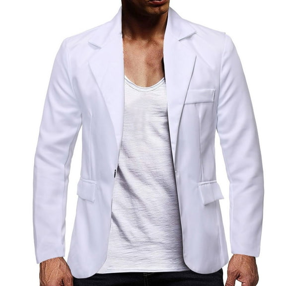 JIKNTTR Men Coats Casual Dress Suit Lapel Button Slim Fit Stylish Jacket Party Coats With Pocket Outdoor Warm Clothes