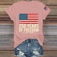 thumbnail image 4 of Only Moment Womens Festival Shirts Crew Neck Short Sleeve Vintage American Flag Short Sleeve Patriotic Independence Day Tops Pink,M, 4 of 5