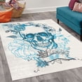 thumbnail image 2 of Grunge Decorative Rug, Skull and Flowers Day of the Dead Mexican Traditional Celebration Symbolic Art, Quality Carpet for Bedroom Dorm and Living Room, 6 Sizes, Sea Blue, by Ambesonne, 2 of 4