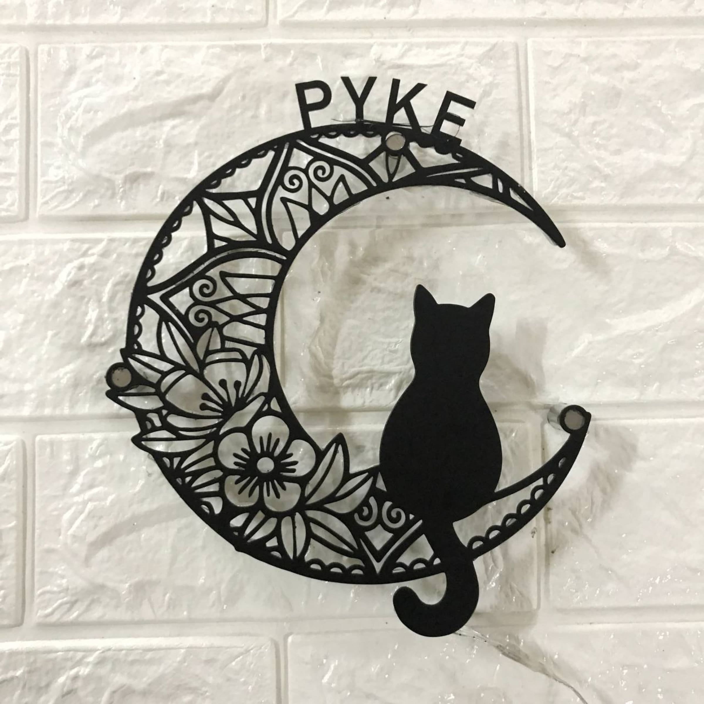 Decorazione Murale In Metallo Personalizzata Con Luna, Stella E Gatto Nero – Insegna Artistica Per Esterni E Interni, Regalo Su Misura