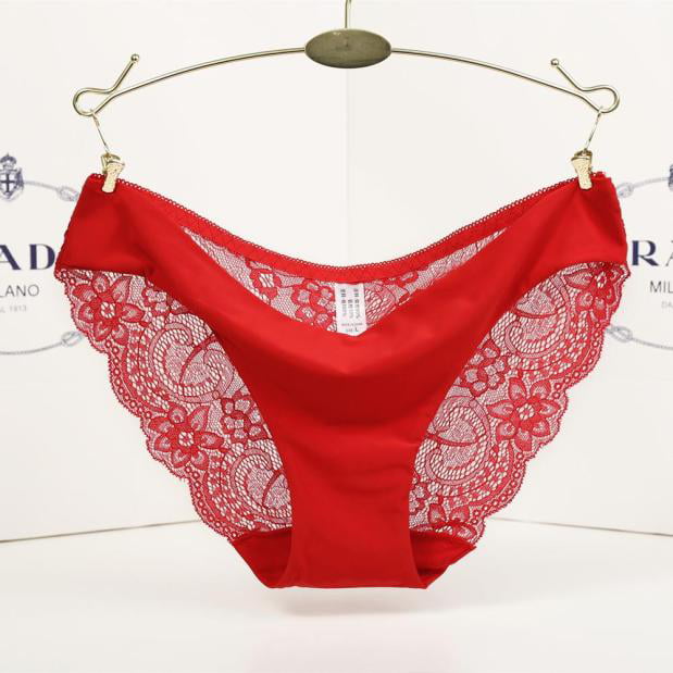 Shpwfbe Underwear Women Lace Ie Seamles Cotton Y Hollow Brief Red/S Bras  For Women Lingerie For Women 