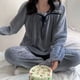 thumbnail image 4 of Conjunto de pijamas de invierno para mujer, ropa de dormir cálida de Navidad, conjunto de dos piezas de talla grande, 4 of 4