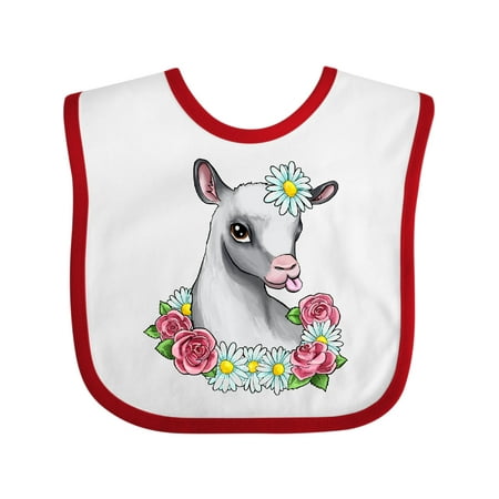

Inktastic Cute Goat with Roses and Daisies Gift Baby Boy or Baby Girl Bib