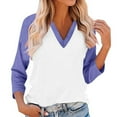 thumbnail image 2 of Hearthz Raglan 3/4 Sleevets for Women V Neck Baseball Shirt Patchwork Womens Tops Dressy Casual Fall Womens Blouses Casual, 2 of 7