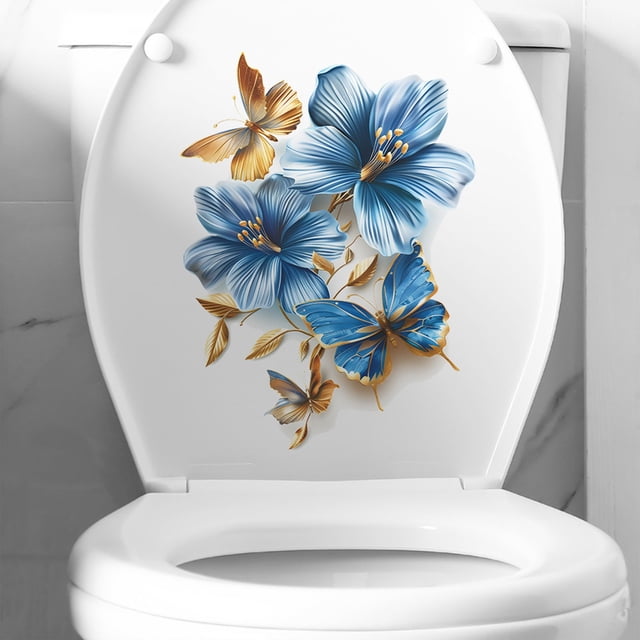 Adhesivo Decorativo para Inodoro con Diseño Floral En Relieve.