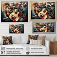 thumbnail image 4 of Designart "Serenade from Red Fluid Brown Guitar" Entertainment Framed Wall Art - Vintage Blue Music Entryway Framed Wall Art Print, 4 of 6