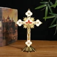 thumbnail image 4 of Religious Gifts Jesus on Cross Statue Tabletop Crucifix Cross Home Decor - 8" - Gold, 4 of 6