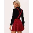 thumbnail image 4 of Minifalda de Tirantes Allegra K de Terciopelo con Estrellas para Mujer Rojo S, 4 of 6