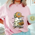 thumbnail image 3 of Candy Hunter Halloween T-Shirt, Cute Ghost Skateboard Trick-or-Treat Tee, Pumpkin Candy Bucket Shirt, Fun Spooky Season Gift for Teen Boys Girls Adults, 3 of 7