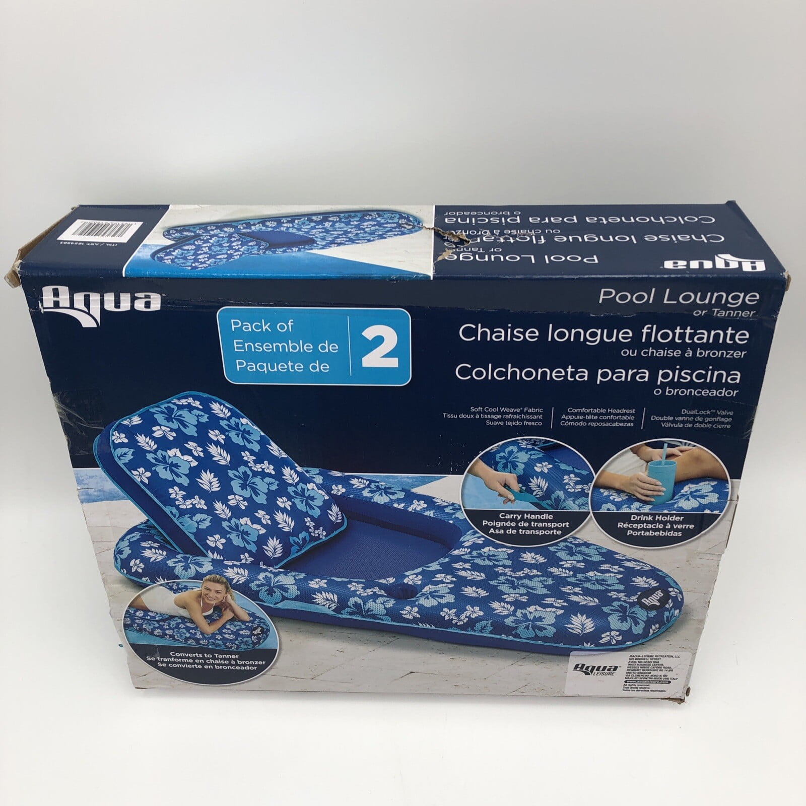 NOB Aqua Luxury 2-In-1 Inflatable Pool Lounge or Tanner 2-pack