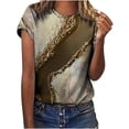 thumbnail image 2 of ICHUANYI Clearance Women's Tops Fashion Casual Loose Blouse Stone Gradient Printing Round Neck T-Shirt Blouse Print Tee(Yellow, S) ICHUANYI WER2023081110903, 2 of 6