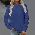 thumbnail image 2 of Atogsazn Women Long Sleeves Casual Shirts Crew Neck Cute Pullover Sweatshirt Lightweight Loose Tunic Tops Dark Blue C XXL on Clearance, 2 of 4