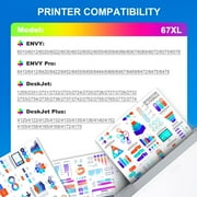 67XL Ink Cartridges Compatible for HP 67 Ink Cartridges DeskJet 2755e 2855e 4155e 4255e 6055e 6065e
