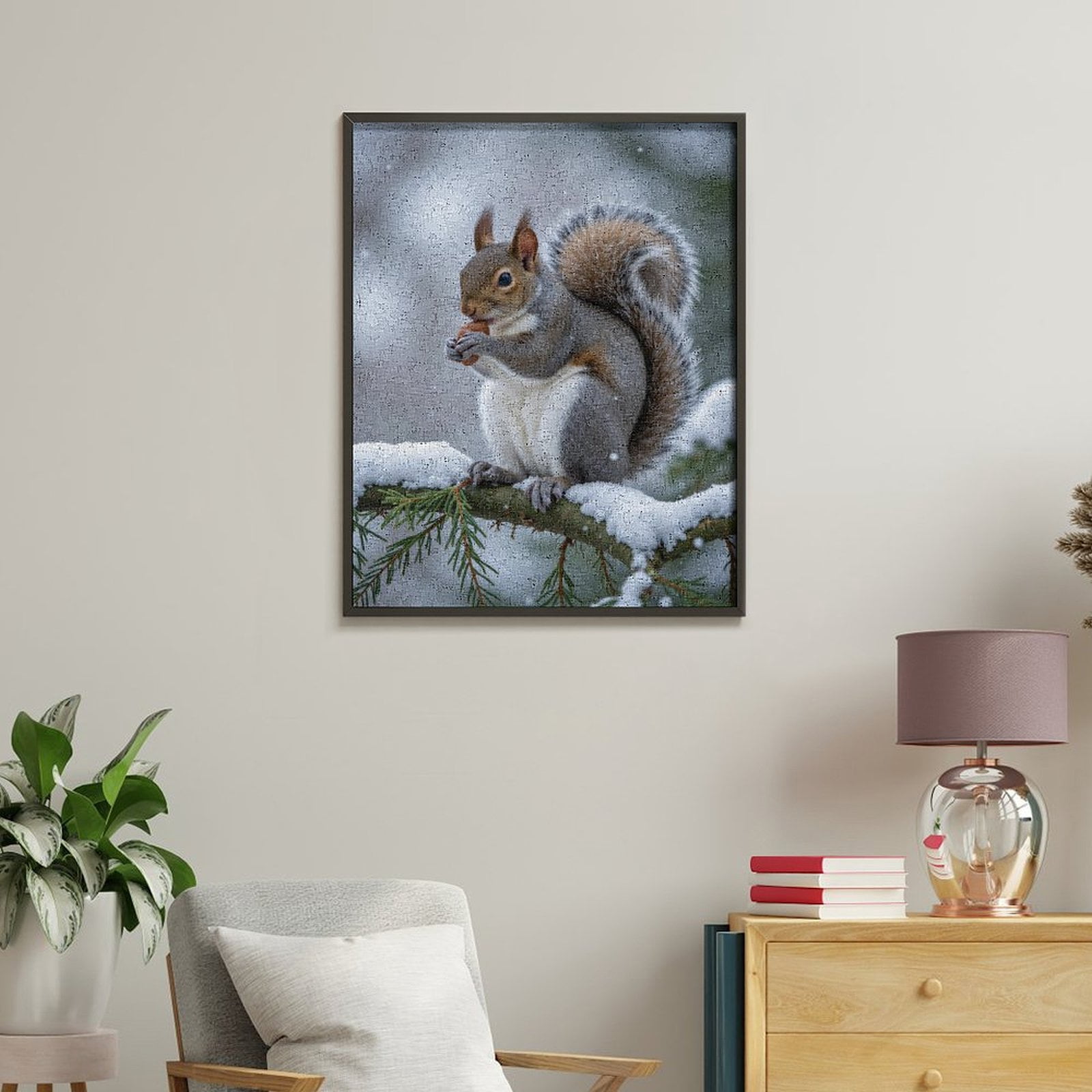 Paint by Numbers Kit for Adults, Squirrel Winter Snowy Branch Acorn Paint by Numbers, Easy Paint by Numbers Kit for Adults Beginner, DIY Adult Paint by Number Kits on Canvas, Home Decor