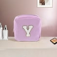 thumbnail image 5 of Unique Bargains 1 Pc Letter Y Pattern Makeup Bag for Travel Pink Purple Corduroy, 5 of 6