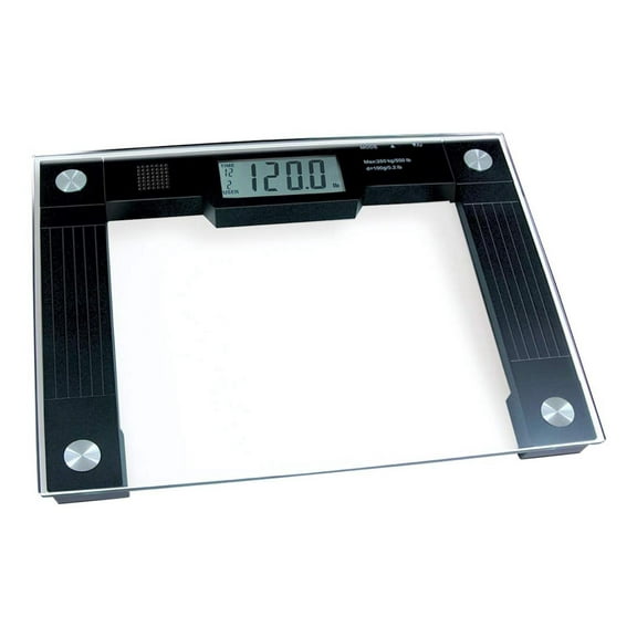 Luwei JB5824 Extra Wide Talking Scale-Visual & Voice Display Scale- Pounds Max-Tamper Glass-Extra Wide Width-Large LCD Display-Tap On & Off Auto Function