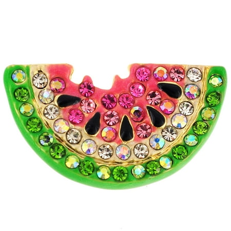 Swarovski Crystal Heart Brooch - Pink Watermelon Swarovski Crystal Pin Brooch