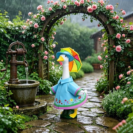Xhegex Waterproof Yellow Raincoat and Hat Set for Garden Geese - Charming Outdoor Decor and Gift for Gardening Enthusiasts
