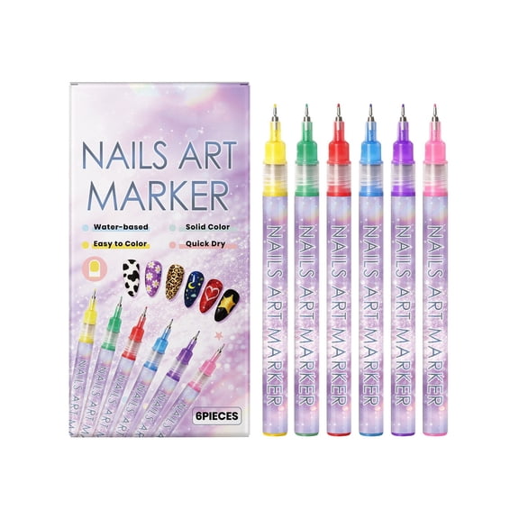 Nail Tools,Manicure Tools,DIY Nail Art Painting Pen Drying Solid Color Water Brush 3ml,Nail Kit for Beginners,Nail Practice Kit(6pcs/Set)